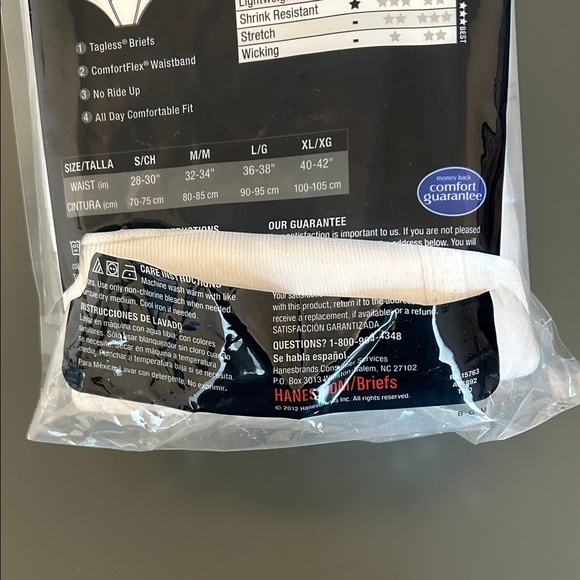 Hanes Men's White Tagless Briefs 6-Pack XL - Picture 8 of 8